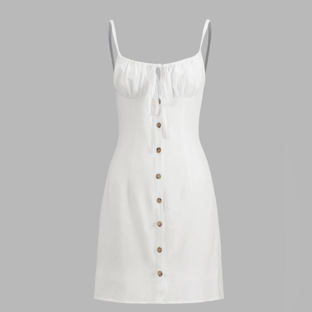 Darling Linen Plain Mini Dress Commense size XS CC5 cc11 cc12-2 - Picture 2 of 6